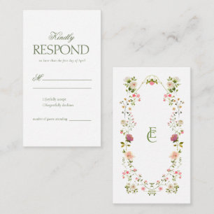 Elegant Rococo floral Wedding RSVP Enclosure Card