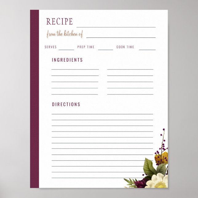 Elegant rom the kitchen of blank recipe template poster (Front)