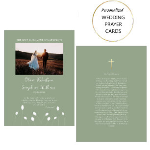Elegant Roman Catholic Wedding Photo Prayer Card