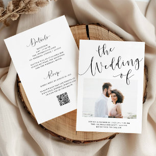 Elegant Romance Photo QR Code All in One Wedding Invitation