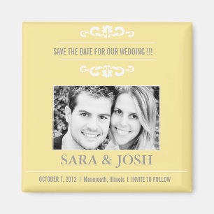 Elegant Romance -Photo Save the date magnet -lime