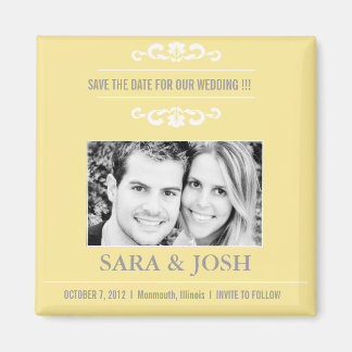 Elegant Romance -Photo Save the date magnet -lime