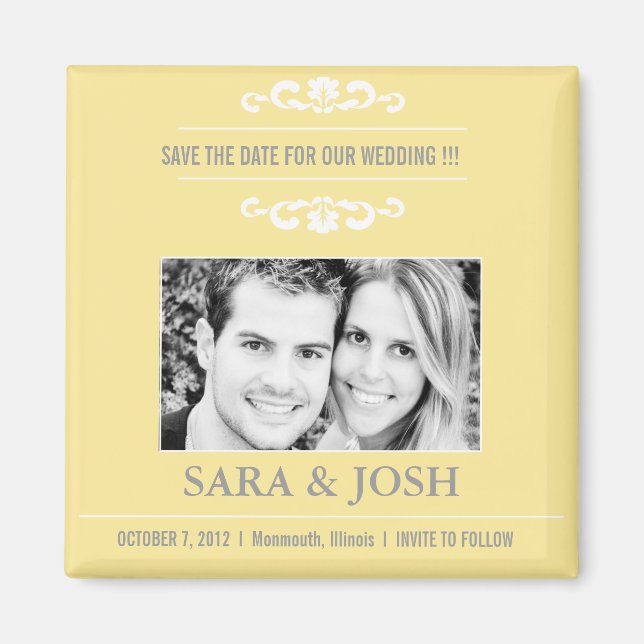 Elegant Romance -Photo Save the date magnet -lime (Front)