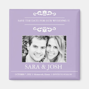 Elegant Romance-Photo Save the date magnet-purple Magnet