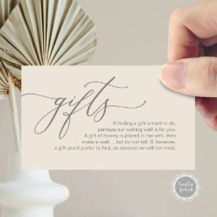 Elegant Romantic, A note on gifts, Money Cash Enclosure Card