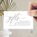 Elegant Romantic, A note on gifts, Money Cash Enclosure Card<br><div class="desc">This is the Modern calligraphy Elegant Romantic,  in dark grey theme,  A note on Wedding Gifts Enclosure Card. You can change the font colours,  and add your wedding gift enclosure card details. #TeeshaDerrick</div>