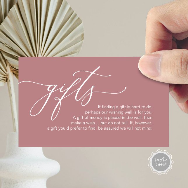 Elegant Romantic, A note on gifts, Money Cash Enclosure Card (Elegant Romantic, A note on gifts, Honeymoon Fund, Money Cash Enclosure Card, in Dusty Rose scheme.)
