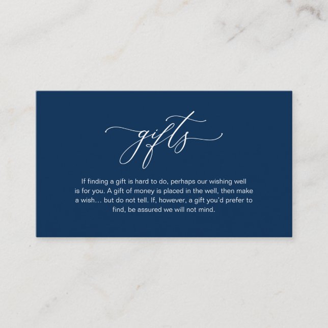 Elegant Romantic, A note on gifts, Navy Blue Enclosure Card (Front)