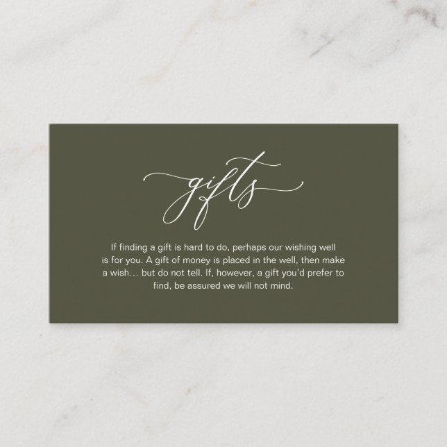 Elegant Romantic, A note on gifts, Olive Green Enclosure Card (Front)