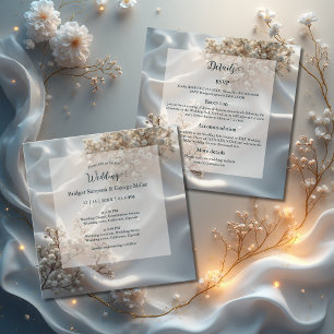 Elegant romantic babys breath floral wedding  invitation