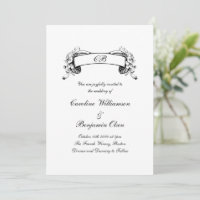 Elegant Romantic Banner Black and White Wedding