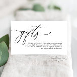 Elegant Romantic, Black script, A note on gifts Enclosure Card<br><div class="desc">This is the Modern calligraphy Elegant Romantic,  Black Script,  A note on Wedding Gifts Enclosure Card. You can change the font colours,  and add your wedding details in the matching font / lettering. #TeeshaDerrick</div>