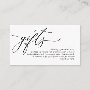Elegant Romantic, Black script, A note on gifts Enclosure Card