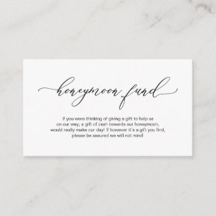Elegant Romantic, Black, Wedding Honeymoon Fund Enclosure Card