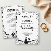 Elegant Romantic Black & White Comic Book Wedding