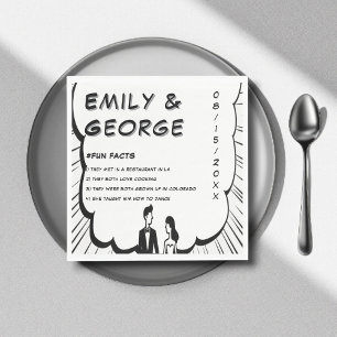 Elegant Romantic Black & White Comic Book Wedding Napkin