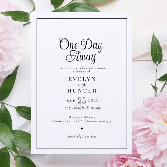 Elegant Romantic Black & White Rehearsal Dinner Invitation (Creator Uploaded)