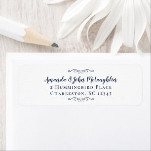 Elegant Romantic Blue Calligraphy Return Address