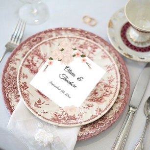 Elegant Romantic Blush Pink Floral Blossom Wedding Napkin