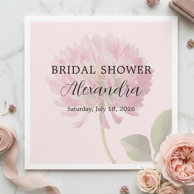 Elegant Romantic Blush Pink Floral Bridal Shower Napkin (Creator Uploaded)