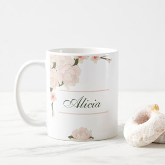 Elegant Romantic Blush Pink Floral Bridesmaid Gift Coffee Mug