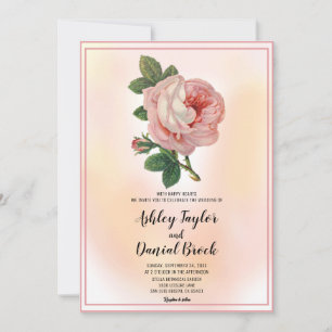 Elegant romantic blush pink rose floral Wedding In Invitation