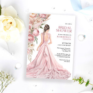 Elegant Romantic Blush Roses Floral Bridal Shower Invitation