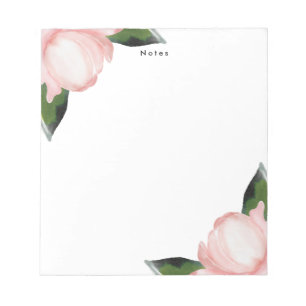 Elegant Romantic Blush Watercolor Flowers Notepad