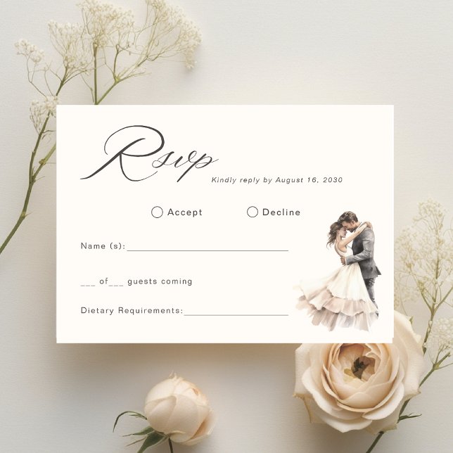 Elegant Romantic Bride Groom Wedding RSVP Card (Creator Uploaded)