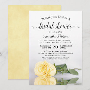 Elegant Romantic Butter Yellow Rose Bridal Shower Invitation