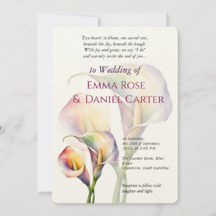 Elegant Romantic Calla Lily Watercolor Wedding Invitation