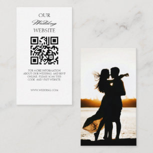 Elegant Romantic Calligraphic Photo Wedding QRCode Enclosure Card