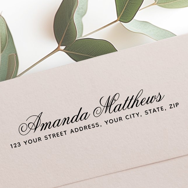 Elegant romantic calligraphy script return address self-inking stamp (Elegant romantic calligraphy script return address self-inking stamp)