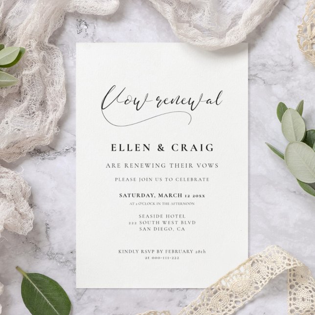 Elegant romantic calligraphy Vow renewal Invitation (Creator Uploaded)