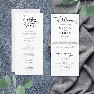 Elegant Romantic Calligraphy Wedding Program