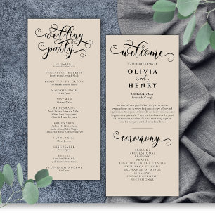 Elegant Romantic Calligraphy Wedding Program