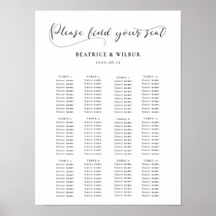 Elegant romantic calligraphy wedding seating chart