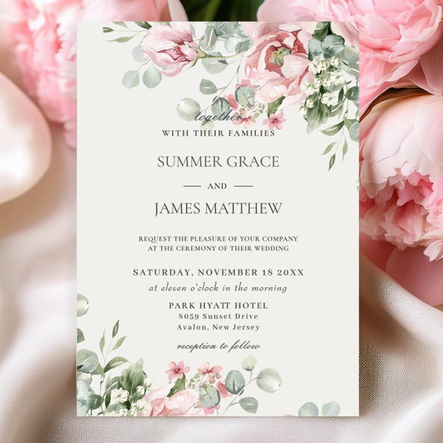 Elegant Romantic Chic Blush Pink Floral Wedding Invitation (Creator Uploaded)
