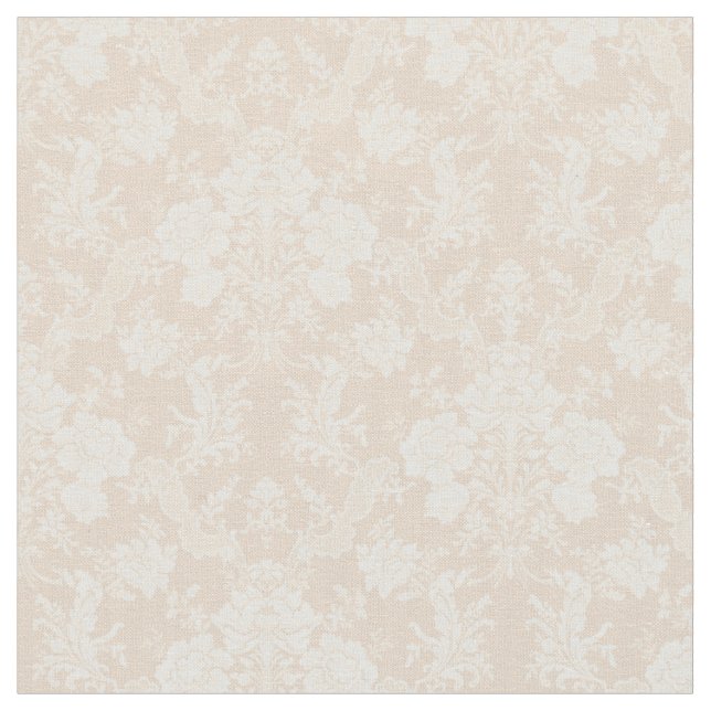 Elegant Romantic Chic Floral Damask-Cream Fabric (Close Up)