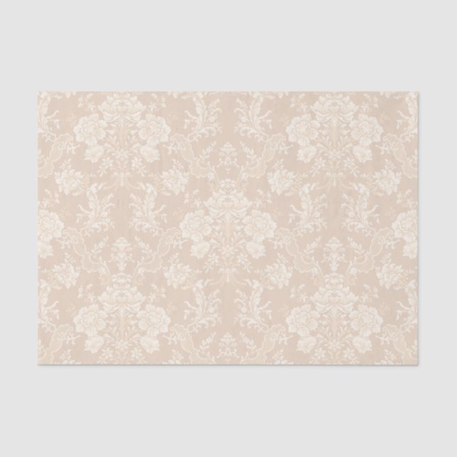 Elegant Romantic Chic Floral Damask-Cream Tissue Paper (Front)