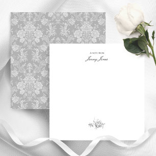 Elegant Romantic Chic Floral Damask-Gray Card