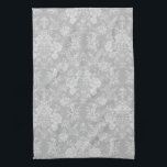 Elegant Romantic Chic Floral Damask-Grey Tea Towel<br><div class="desc">Elegant vintage-inspired floral damask design featuring chic monochrome light-on-dark pastel grey flowers,  leafy scrolls and swags of delicate lacy ribbons. This pattern is seamless and can be scaled up or down.</div>