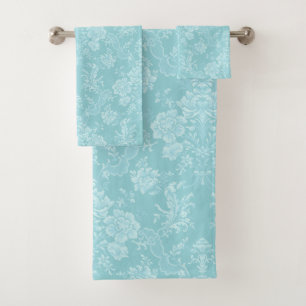 Elegant Romantic Chic Floral Damask-Mint Bath Towel Set