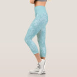 Elegant Romantic Chic Floral Damask-Mint Capri Leggings<br><div class="desc">Elegant vintage-inspired floral damask design featuring chic monochrome light-on-dark pastel mint flowers,  leafy scrolls and swags of delicate lacy ribbons. This pattern is seamless and can be scaled up or down. Waistband colour is customisable.</div>