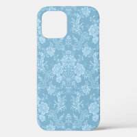 Elegant Romantic Chic Floral Damask-Pastel Blue