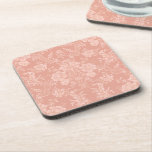 Elegant Romantic Chic Floral Damask-Peach Coaster<br><div class="desc">Elegant vintage-inspired floral damask design featuring chic monochrome light-on-dark pastel peach flowers,  leafy scrolls and swags of delicate lacy ribbons. This pattern is seamless and can be scaled up or down.</div>