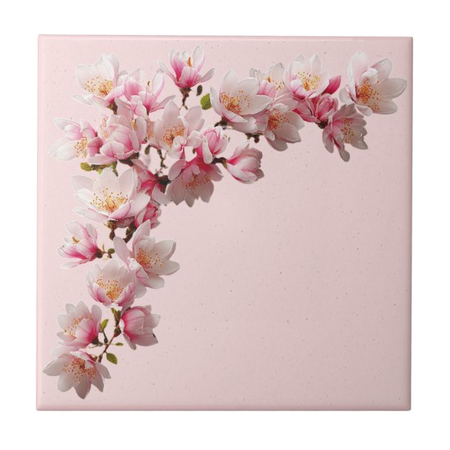 Elegant Romantic Chic Floral Damask- Pink  Tile (Front)