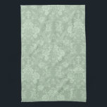 Elegant Romantic Chic Floral Damask-Sage Green Tea Towel<br><div class="desc">Elegant vintage-inspired floral damask design featuring chic monochrome light-on-dark sage green flowers,  leafy scrolls and swags of delicate lacy ribbons. This pattern is seamless and can be scaled up or down.</div>
