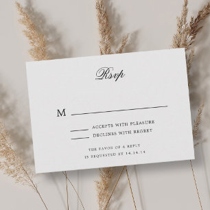 Elegant Romantic Classic Script Wedding RSVP Black Card