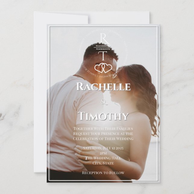 Elegant Romantic Colour Photo Wedding Invitation (Front)
